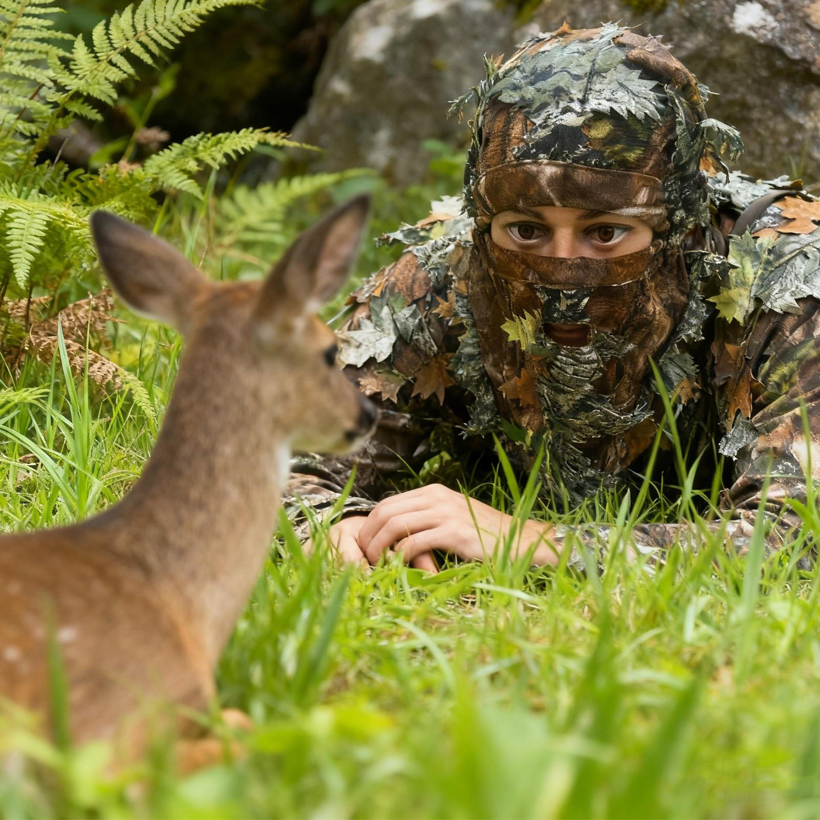 Outdoor Hunting Photography - Chapeau Ghillie feuilleté 3D, camouflage intégral,