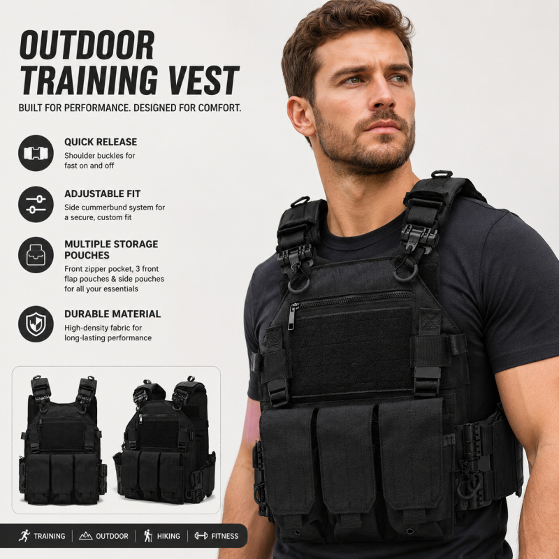 Outdoor Hunting Magazines - Gilet tactique en polyester avec triple