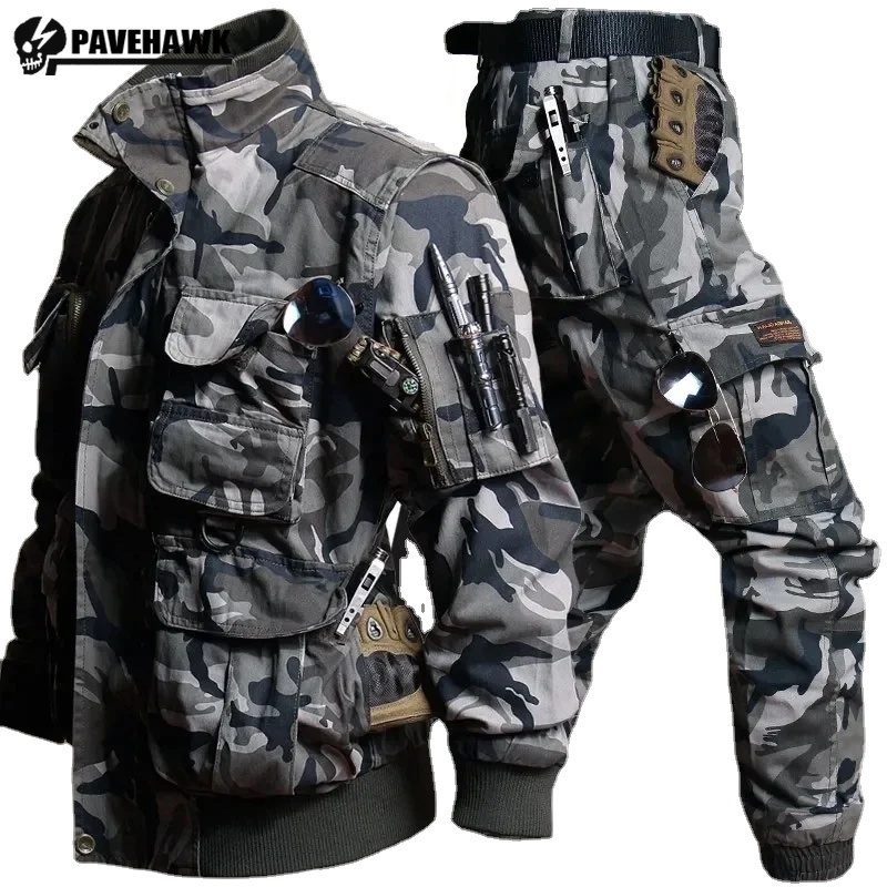 Safari Outdoor Hunting Jackets - CamSolomon-Ensemble veste et pantalon cargo multi-poches